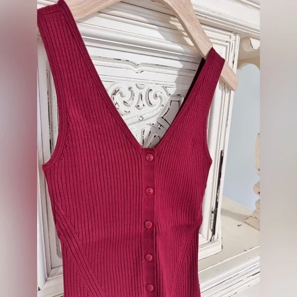 Madewell Ribbed V-Neck Tank Top Button Down • Size S• NWT - Picture 2 of 5